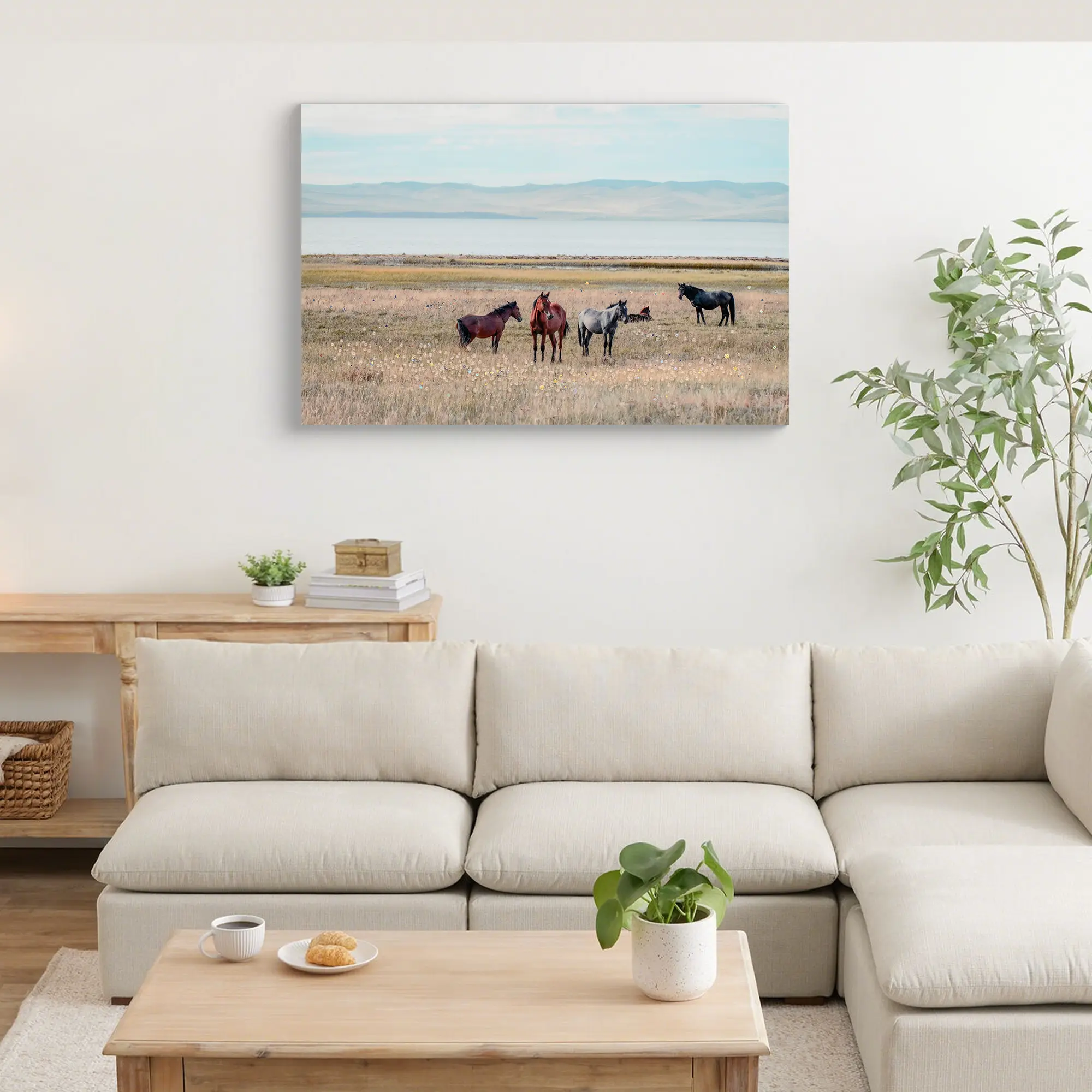 Horse Framed Wall Art Decor Country Western Farmhouse Wood Painting Vintage Farm Wild Animals Walking Grassland Rustic Artwork for Living Room Bedroom 24x36 Inch, Home Furniture and Household Product Search Terms for US Online Shopping