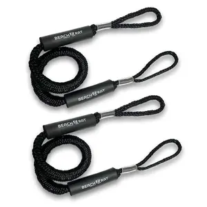 Beach Rat 4-5.5’ Bungee Dock Line Kit with Rubber Handles (2 Pack) - Reduces Shock to Docks, Cleats & Pylons & Anchors - Boat Rope That Stretches – Boat Ties to Dock – Beach Rat Anchor Accessory