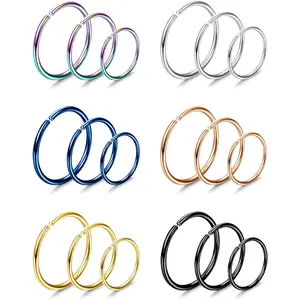 Jstyle 20G Nose Ring Hoop for Women Men Hypoallergenic Implant Grade Titanium Nose Rings Hoops Small C-Shaped Nose Piercings Hoop Half Hoop Nose Ring Fake Nostril Piercing Jewelry for Cartilage Helix Conch Tragus Lip