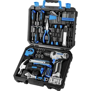126-Piece Tool Set with 8V Blue Cordless Drill Kit, Complete Home Tool Kit for Women, Includes Hex Nut Screwdriver, Screwdrivers, Drills, and More, Ergonomic Design, Type-C Charging, Compact and Lightweight