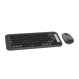 Logitech POP ICON Combo, Bluetooth Keyboard and Mouse Combo, Comfortable Typing, programmable Keys and Buttons, Quiet clicks, Easy-Switch up to 3 Devices - Graphite and Off-White