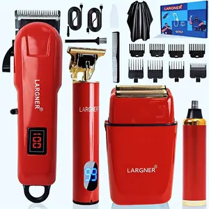Largner 4-In-1 Electric Hair Clipper Kit, Rechargeable Cordless Trimmer with Zero Gap T Blade, LED Display