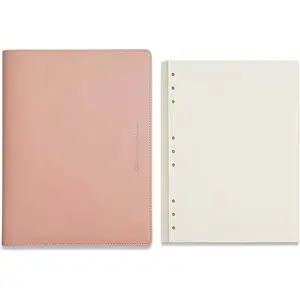 A5 PU Leather Binder Cover, 6 Ring Loose Leaf Notebook with 60 Sheets Blank Dowling Paper, Refillable Round Ring A5 Binder for School Supplies, Meeting Records, Budget Notebook Folder()