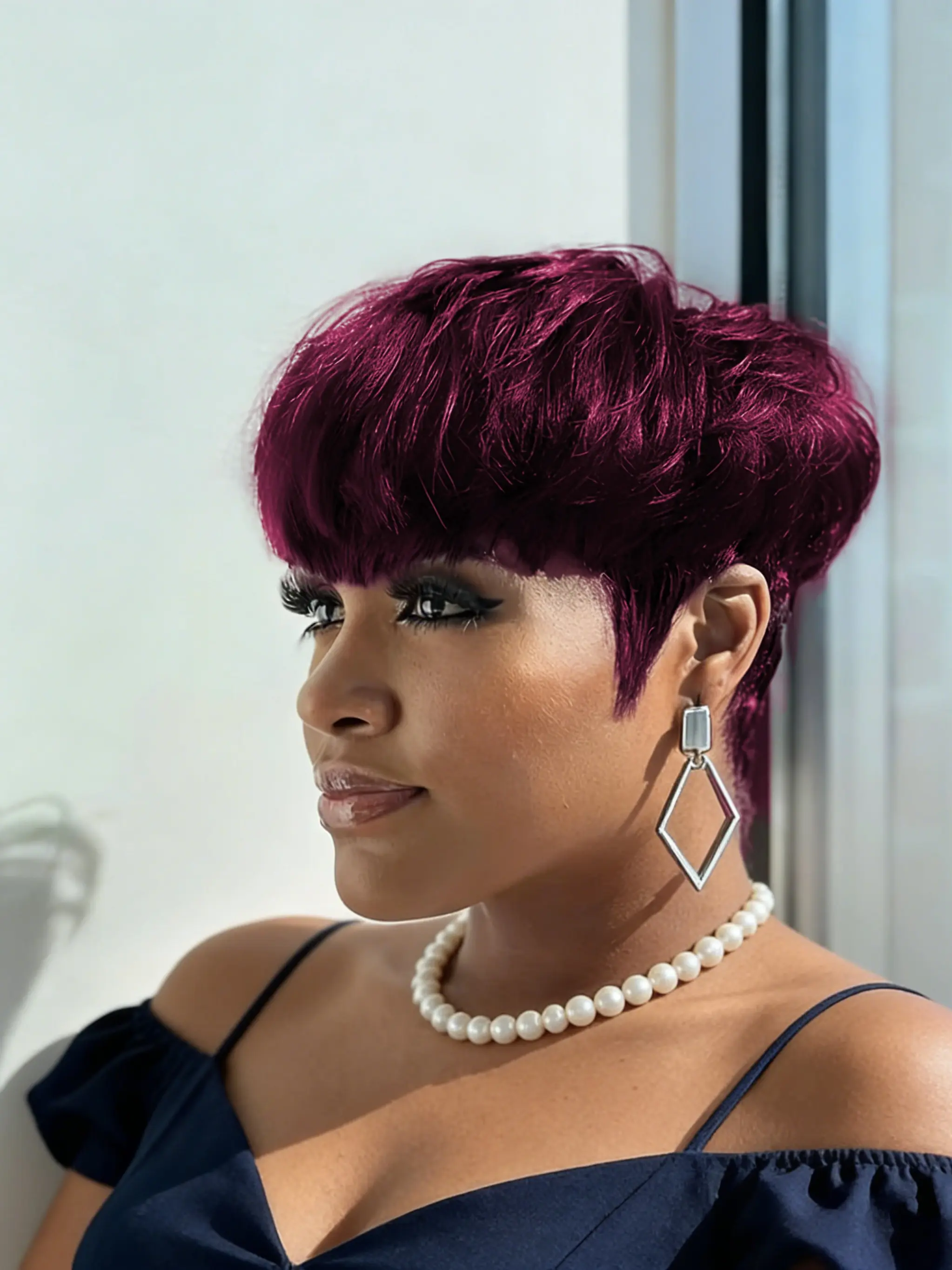 Pixie Cut wigs Human Hair Wig None Lace Wig with Bangs 