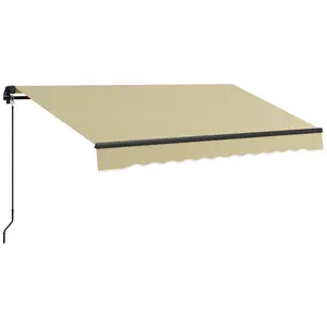 10' x 8' Retractable Awning, Patio Awning Sunshade Shelter with Manual Crank Handle, 280gsm UV Resistant Fabric and Aluminum Frame for Deck, Balcony, Yard, Beige