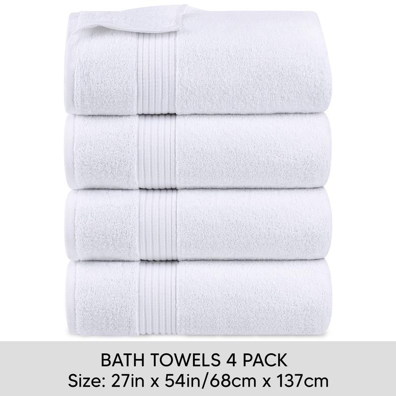 Utopia Towels 4 Pack Bath Towels, 27x54 Inches, 100% Ring Spun Cotton, Quick Dry & Soft, Highly Absorbent, Durable, Perfect for Daily Use Set Light sheet Premium Washcloth