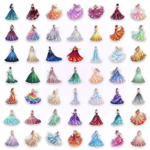 50 Sheets Princess Stickers, Cute Fairy Tale Princess PP Material, Double-Sided Adhesive, Ideal for Laptops, Cups, Scrapbooks, High-Quality Decorative Set