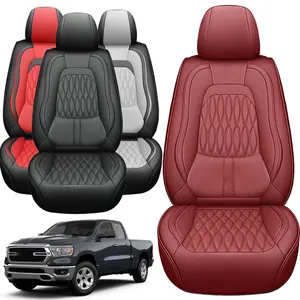 Custom Fit for Dodge RAM 2008-2023 2024 2025 1500 2500 HD 3500 HD Crew Cab& Quad Cab Truck, Pickup Seat Covers for Dodge Ram 5-Seats Full Set, Waterproof Truck Car Seat Cover Protectors (Black&Red)