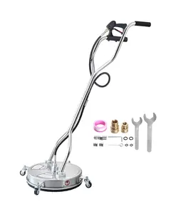 VEVOR 18" Pressure Washer Surface Cleaner, Stainless Steel Pressure Washer Attachments with 4 Wheels, 4000 Max PSI, 3/8 Quick Connector, 2 Spray Nozzles, Dual Handle, for Concrete, Patio, Sidewalk