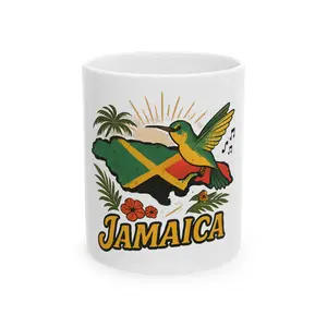 Jamaica Map Hummingbird Mug | Ceramic Coffee Cup