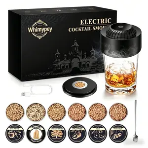 Whimypey Electric Whiskey Smoker Kit Built-in Lighter, No Butane Needed, Rechargeable Cocktail Smoker Kit with 6 Wood Chips,Fashioned Drink Smoker Kit, Bourbon Whiskey Gifts for Men,Dad,Husband,Granddad Father's Day gift