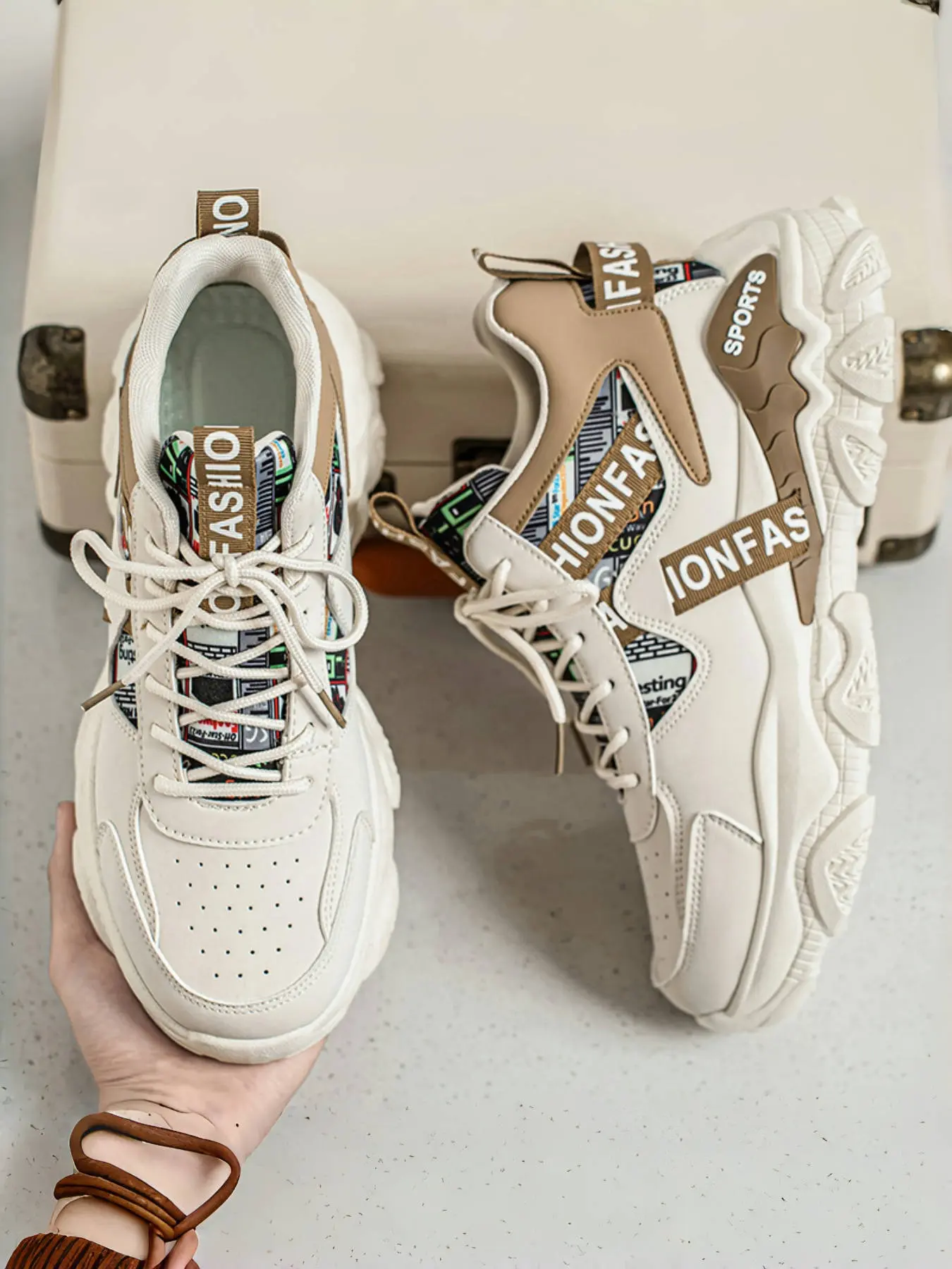 Men's High-Top Dad Shoes | Platform Running Sneakers | Street Style Athletic Wear | Workout Sneakers | Trendy Running Shoes | Sporty Running Shoes