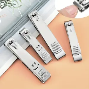 2-Piece Smile Stainless Steel Nail Clippers Set, Professional Sharp Durable Silver Color, for Acrylic Nails Beauty Manicure, Nail Care, Fingernail Cutter