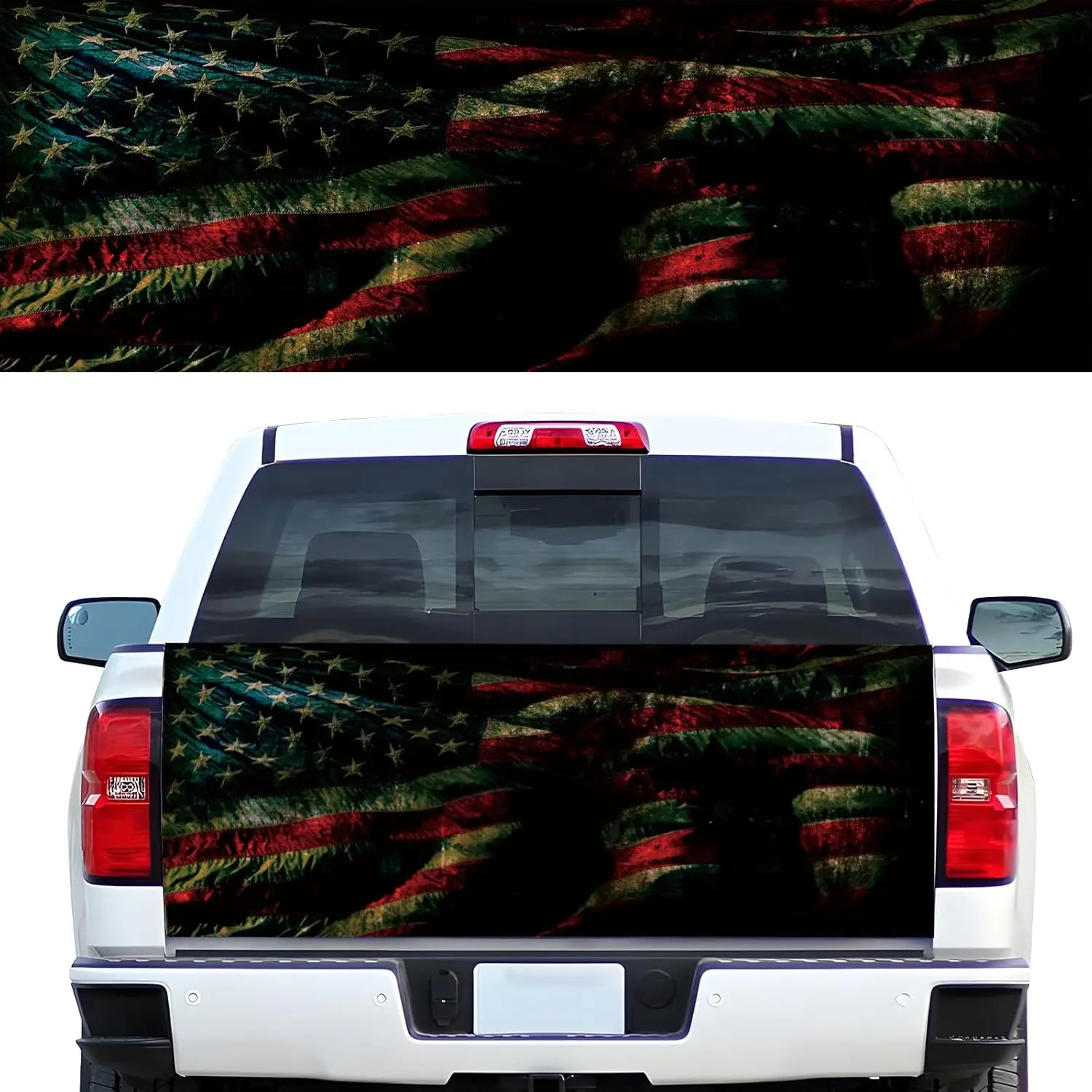 Truck Tailgate Wraps Decal - 66x23.6 in Vinyl Decals & Graphics for Trucks, American Flag Design, Patriotic Truck Accessories, Patriotic Car America Flag Decals for Trucks Car Decor