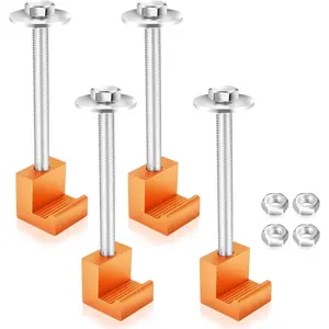 Upgraded Universal Aluminum Truck Tool Box Mounting Kit with J-Hooks Fastening Nuts Pickup Truck Bed Toolbox Tie Downs Crossover Fixed Kit Orange