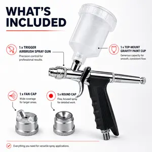 Professional Multipurpose Airbrush Kit | Comfortable Trigger Grip, Interchangeable Dual Nozzles & Extra Large Capacity Cup for All Painting Needs
