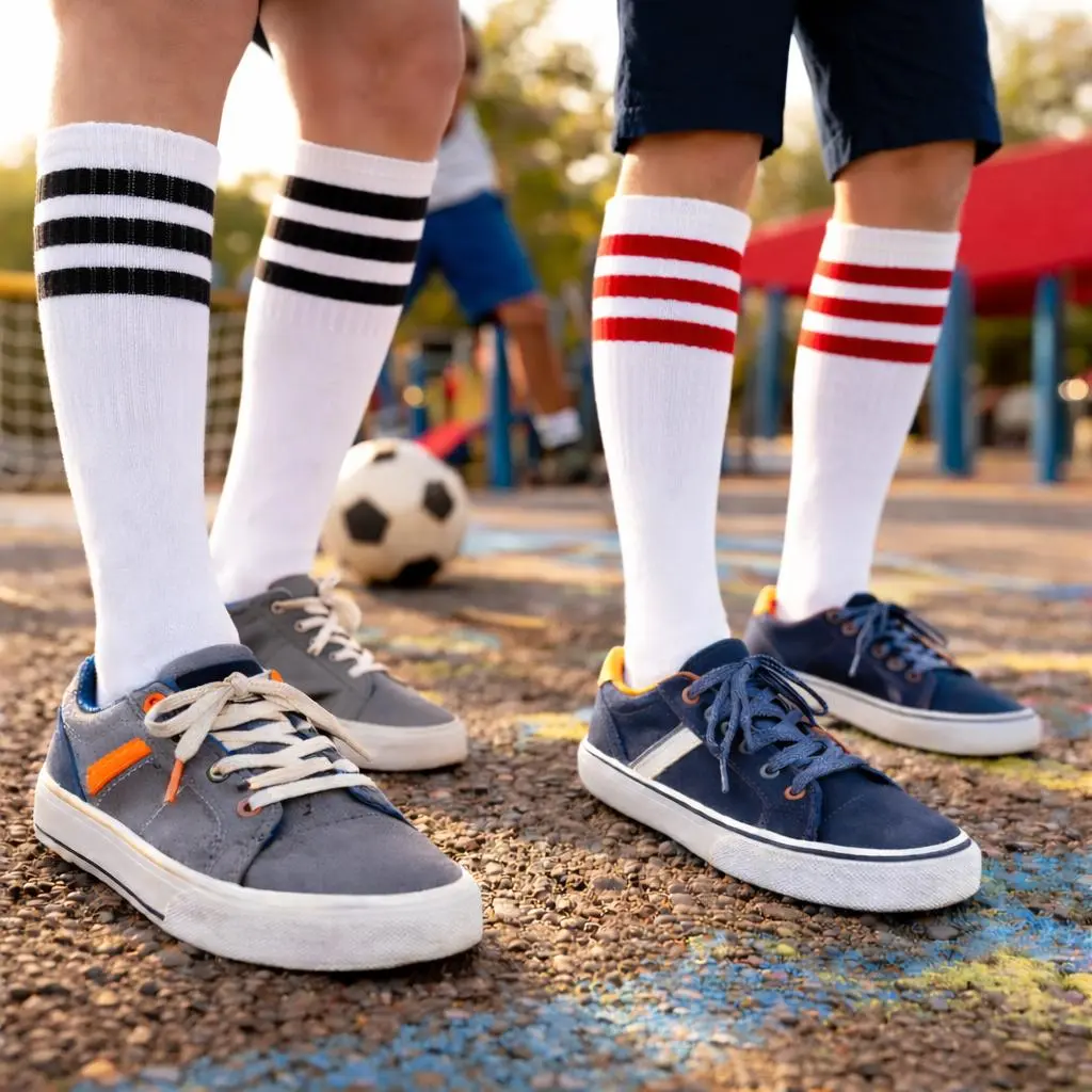 Jefferies Socks Kids Retro Athletic Stripe Knee High Tube Socks for Girls Boys Teens School Uniform Kneesocks