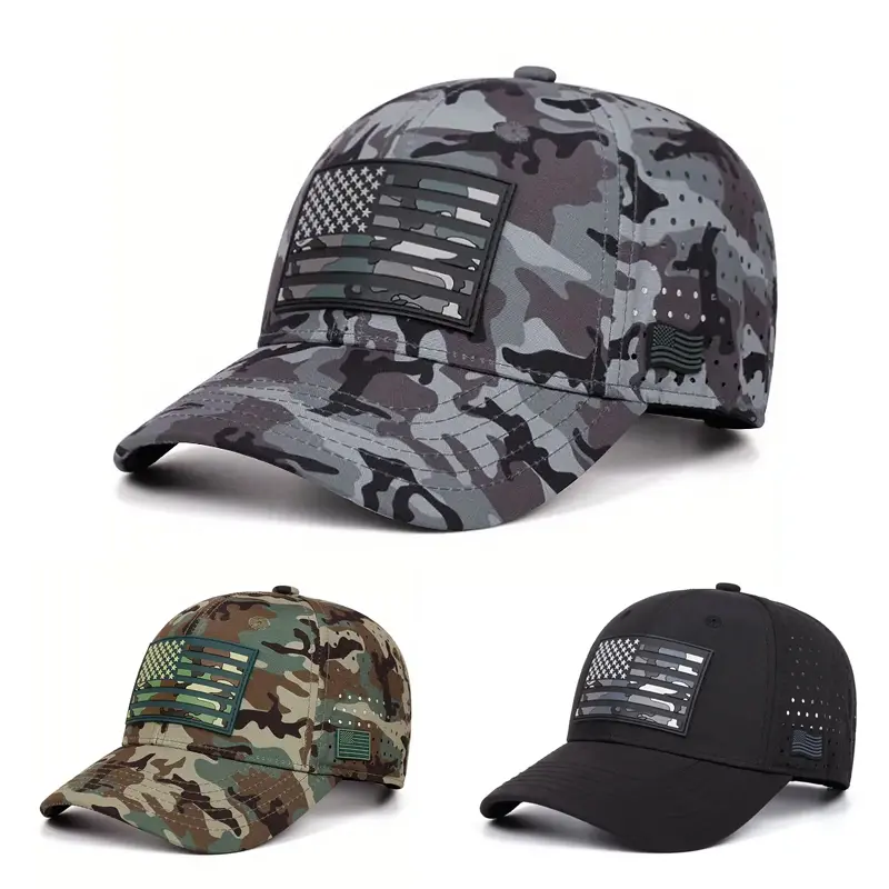 New Style Screen Printed American Flag Breathable Baseball Cap Unisex Trendy Personalized Street Vintage Mesh Hat casual cycling Camo