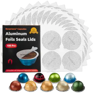 Universal  Foil Seal Lids for  Pods Vertuo, Compatible with  Vertuo  Pods, 100 count Coffee Pods Covers (62mm)