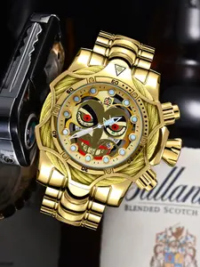 Oversized Punk Style Clown Dial Men's Watch, Rotating Dial Design for a Bold Look, Gift Box Packaging for Party Gifts