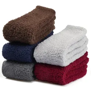 5 Pairs Home Fuzzy Socks for Men,Winter Fluffy Slipper Socks,Mens Cozy Warm Skid Resistance Heated Plush Sleep Footies,Christmas Party Gifts,Hand Tools Kits