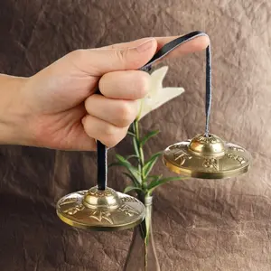 Tibetan Tingsha Cymbals 2pcs, with Storage Box and Fabric Case, Meditation Sanskrit Brass Chime Bells for Spiritual Healing Mindfulness, Yoga Buddhist, Relaxation Musical Instruments