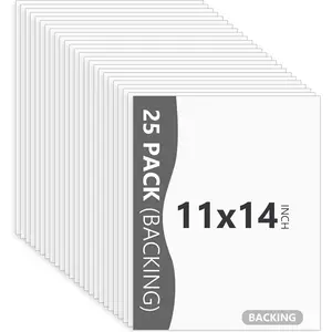 25 Pack Backing Boards Only - 11x14 Uncut White Mats Matboards, Acid Free Backerboards for Art Prints, Ideal for Photos/Pictures/Prints/Frames/Arts