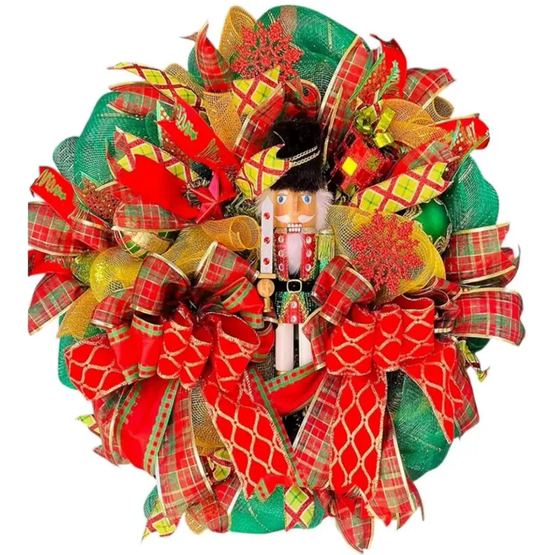 Christmas wreath, nutcracker wreath, Christmas wreath, Holiday , Red & Green