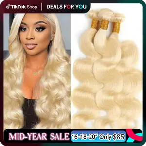 613 Blonde Bundles Human Hair Body Wave  Brazilian Virgin Human Hair 3 Bundles 12A Quick Weave Hair Extensions Double Weft