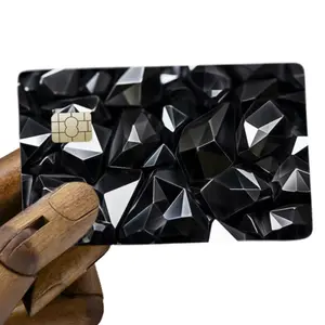 Obsidian Pattern Black Crystal Credit Card Cover – Sleek Vinyl Sticker with Gemstone Pattern
