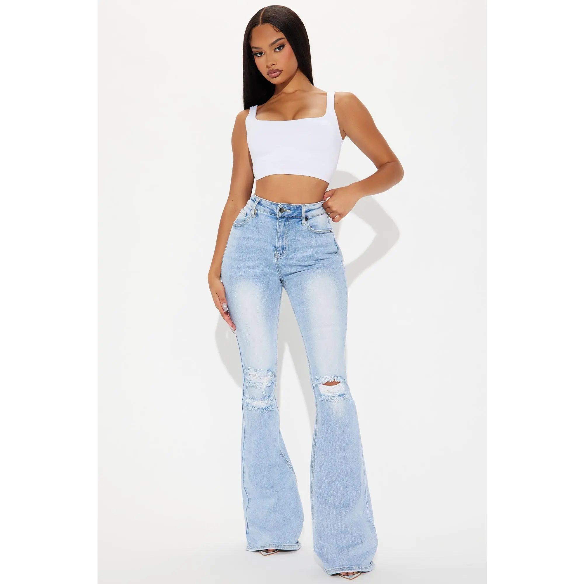 Tall Girl Bye High Rise Flare Jeans - Light Blue Wash