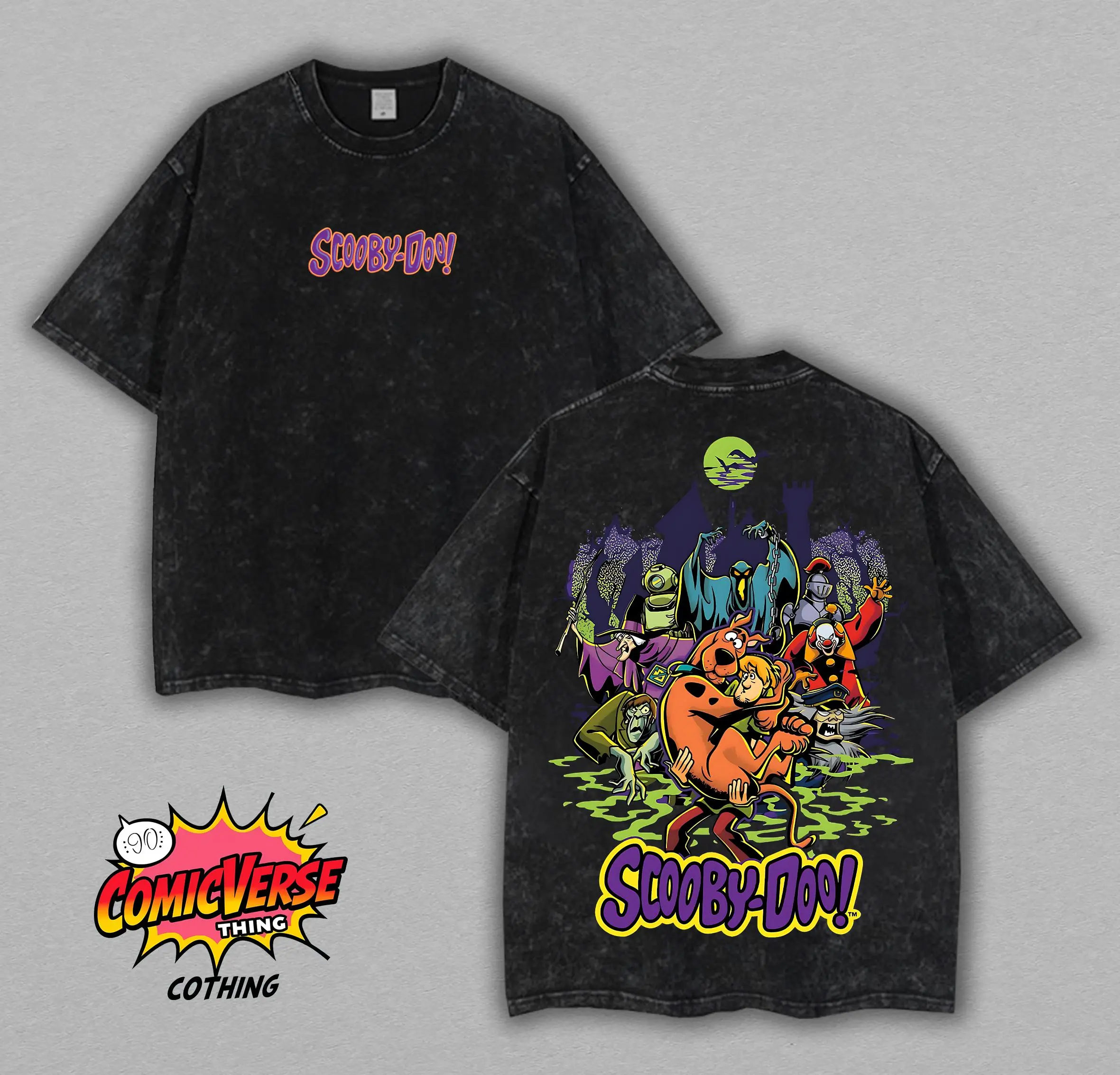 Scooby-Doo x Horror Classic 2-side Acid Washed Graphic tshirt