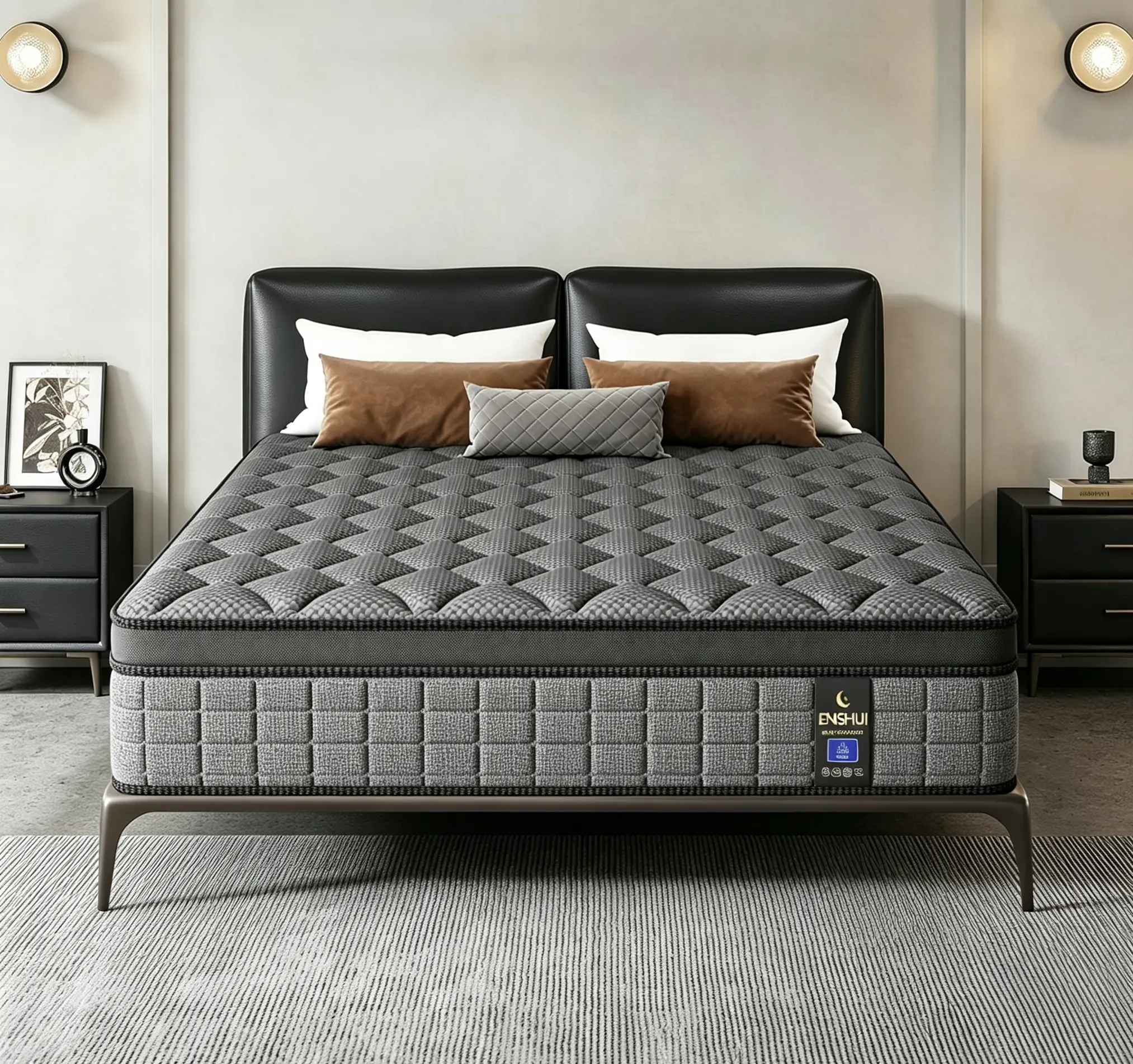 14-Inch Hybrid Mattress (Twin, Full, Queen, King Sizes) - Memory Foam & Spring, Medium Firmness, Lumbar Support, Ergonomic Design - For Home Rooms & Hotels, Boxed Furniture Gift, Queen Size Mattress