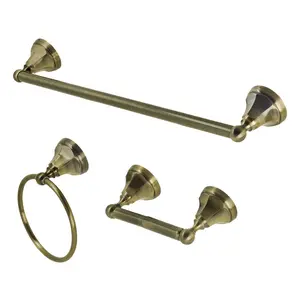 Kingston Brass  Metropolitan Towel Bar Accessory Set, Antique Brass - 3 Piece