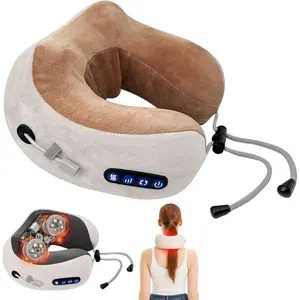 Cordless Neck Massager Pillow, & Portable Electric Neck Massager for Pain Relief Deep Tissue, Rechargeable U-Shaped Massage Cushion Pillow with 3 Force Levels and 3 Modes for Home Office