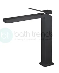 Aquamoon Times Collection Single Lever Bathroom Vessel Faucet Matte Black Finish Rainfall Handheld Shower