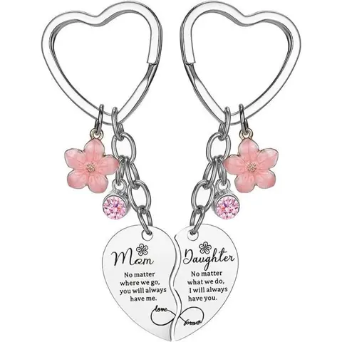 Women's 2-Piece Stainless Steel Corrosion-Resistant Engraved Forever Heart Matching Keychain Sets - Lightweight, 3.35 Inch Length, Aesthetic Keychains, Backpack Styles, Car Accessory, Heart Handle Bag Charm, Ceremony Gift