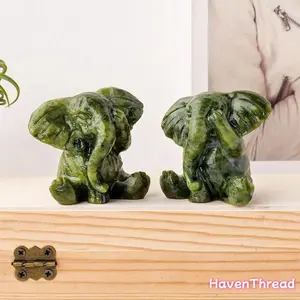 A Natural Jade Elephant Ornament—A Hand-Carved Masterpiece Infused with Spiritual Energy; A Serene Home Décor Accent and Healing Crystal Art Piece—A Distinctive Gift Rich in Symbolic Meaning.
