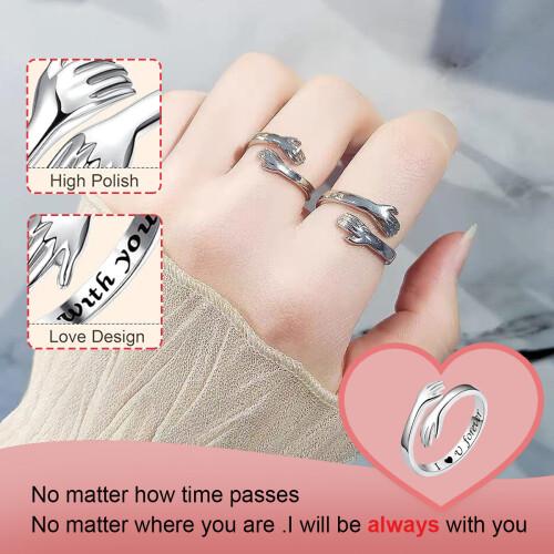 [Love Gift] Adjustable Open Hug Ring for Daughters, Durable Festive-Party Accessory, Symbol of Love and Protection, Adjustable Open Ring