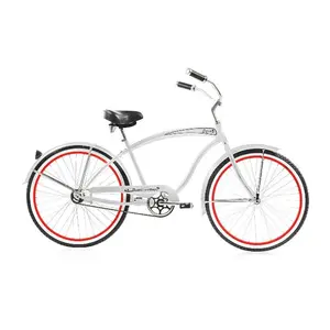 Micargi  26 in. Rover Mens GX Beach Cruiser Bicycle, White & Red Rim