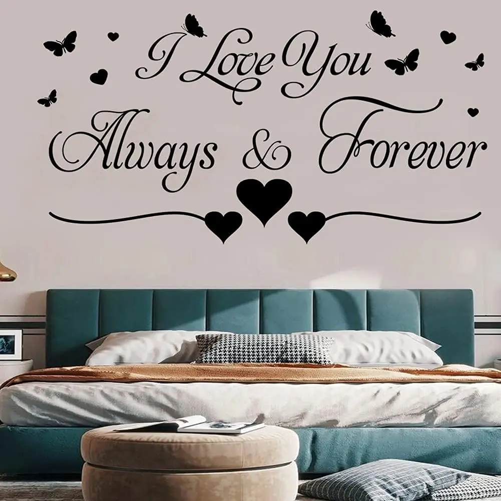 Black Vinyl Wall Decor I Love You Always & Forever Wall Sticker Home Wall Art Decor Wall Decals for Couple Bedroom Living Room Girls Room and The...