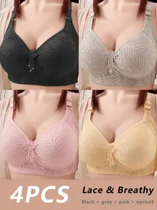 Women's Solid Wireless Adjustable Strap Push Up Bra, Soft Comfortable Breathable Bra, Women's Lingerie for All Seasons