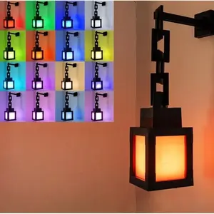 Pixelated Lantern Night Light, 2026 Xmas Gift LED 16 Colors Change, Rechargeable Wall Tabletop Night Lights, Gamer Boys Girls Bedroom Decor, Decorative Night Light