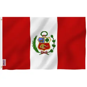 3x5 ft Peruvian flag - vibrant colors, UV fading resistant - canvas flag head, double-stitched - Peruvian flag, polyester, with brass buttonholes