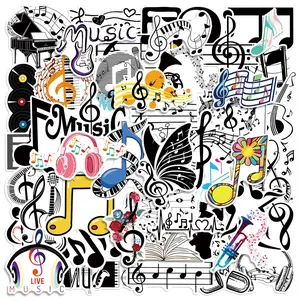 50 Music Note Sticker Set, Doodle Roll Stickers, Seal Stickers, Graphic Decal for Cups, Laptops, Suitcases, Notebooks, DIY Decoration Stickers, Birthday Gift, Stickers Kit