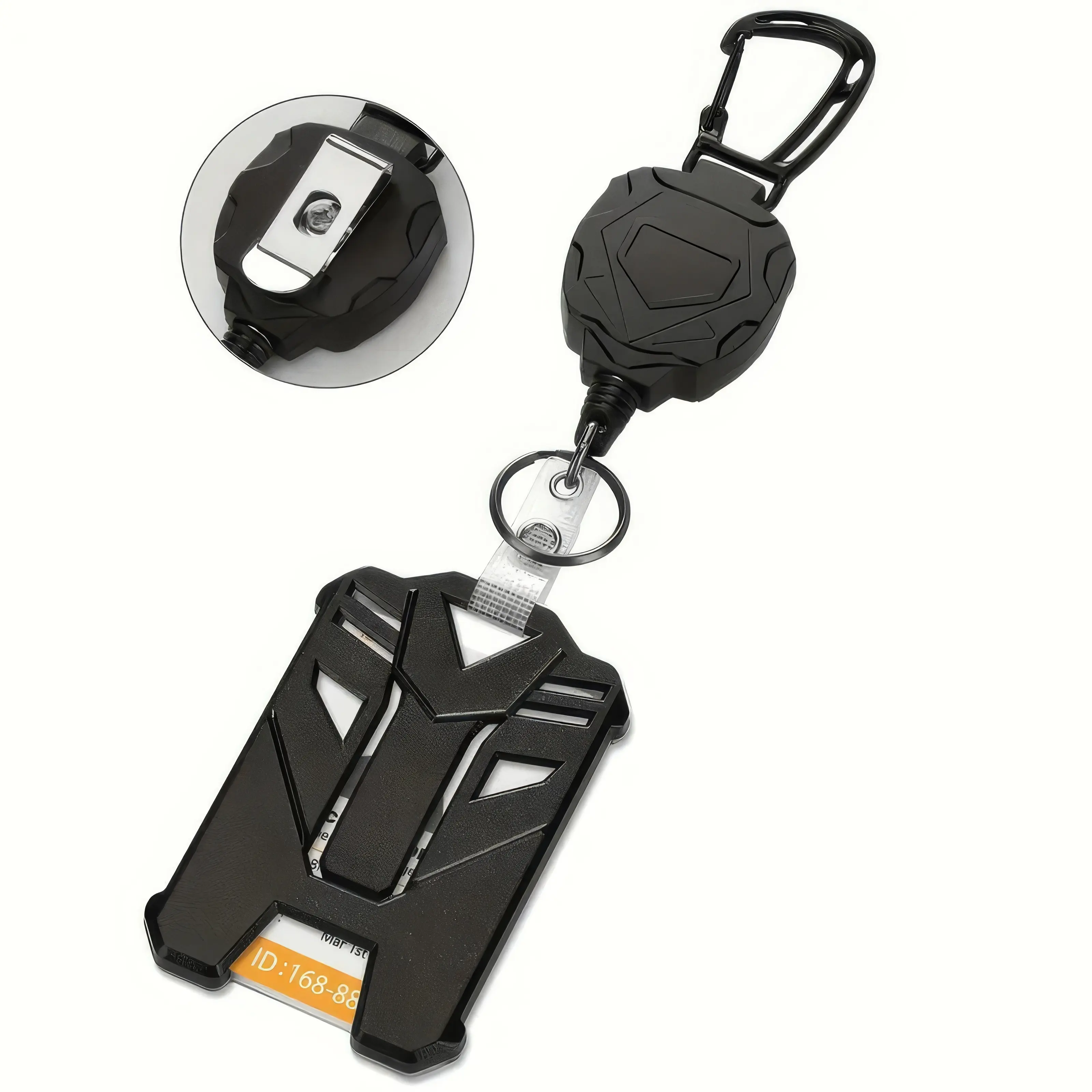 Single Pack Black Scroll Style Badge Key Chain, Easy To Use And Convenient To Operate Retractable Structure, Excellent Weight Bearing Performance Not Easy To Break, Compact Lightweight Practical Ornament, Essential Accessory For Daily Carry