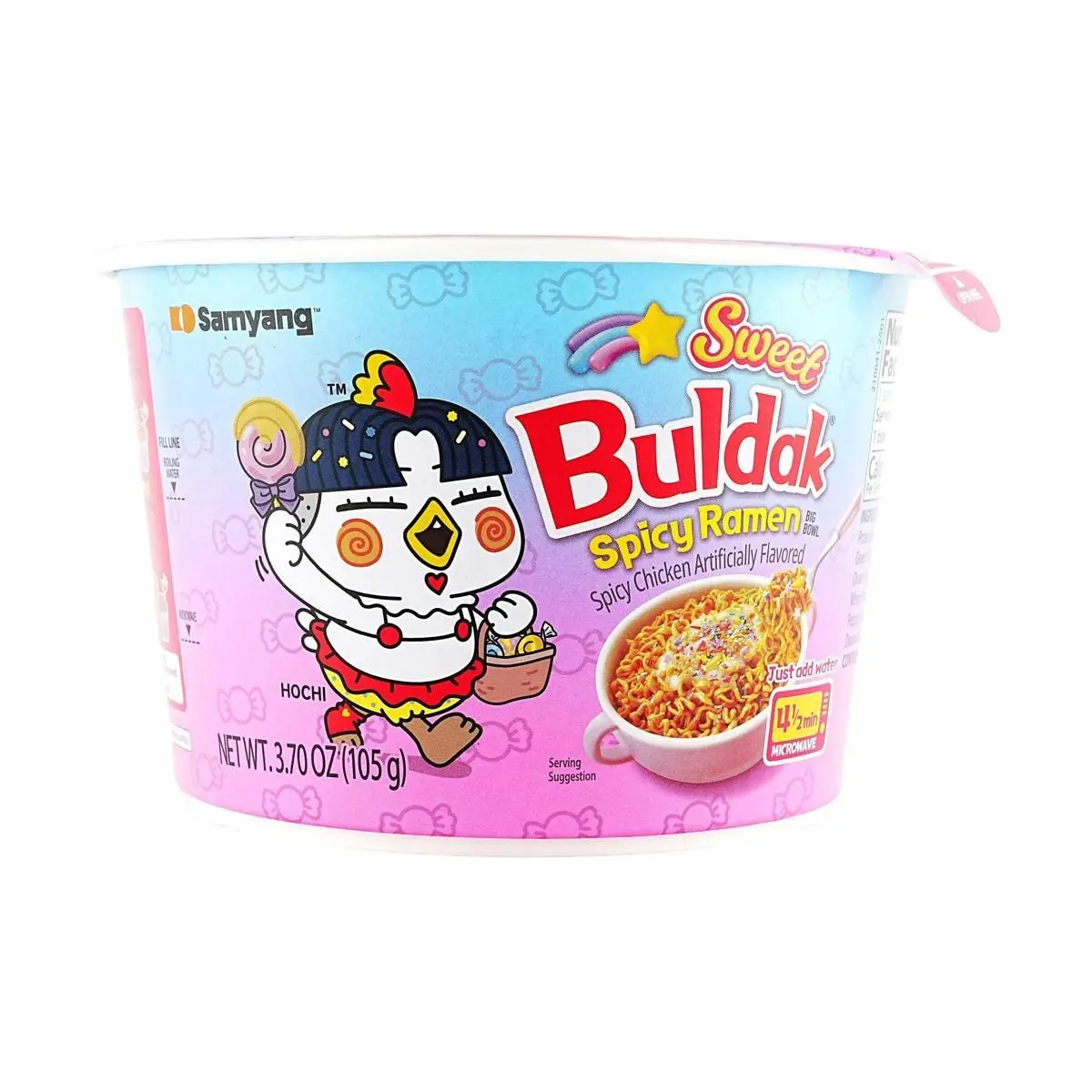 Samyang Buldak Sweet & Spicy Flavor Ramen Noodles Bowl 105g - Authentic Korean Instant Hot Chicken Flavor Noodles