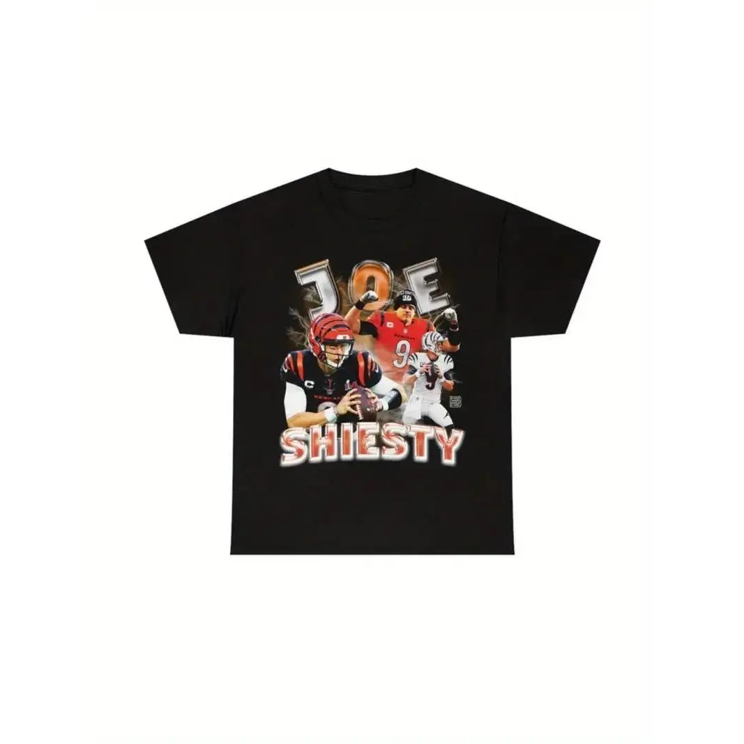 Joe Burrow Shiesty Tee - Casual Cotton Crew Neck, Geometric Pattern, Slight Stretch for Fall/Winter