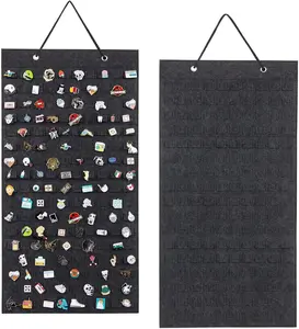Hanging Brooch Pin Organizer, Display Pins Storage Case, Brooch Collection Storage Holder, Holds Up to 96 Pins.(Not Include Any Accessories) (M-170 Slots, Dark gray, Medium)