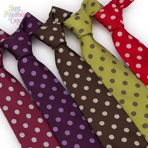 Men's Polka Dot Neckties, Premium Polyester Yarn-Dyed Woven Ties, Colorful Dotted Pattern Neckwear for Business & Casual Occasions